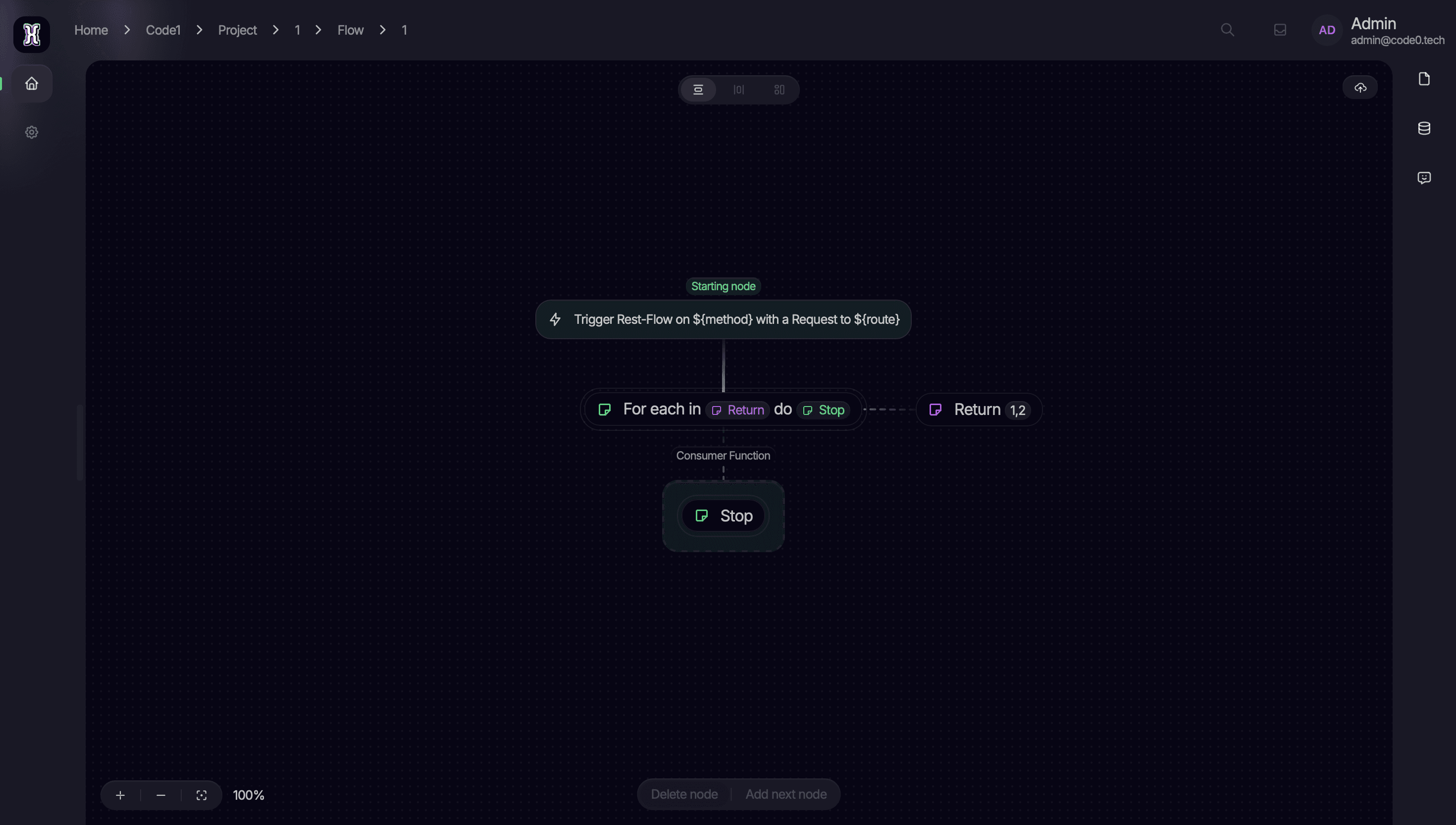 Flow builder nodes feature CodeZero