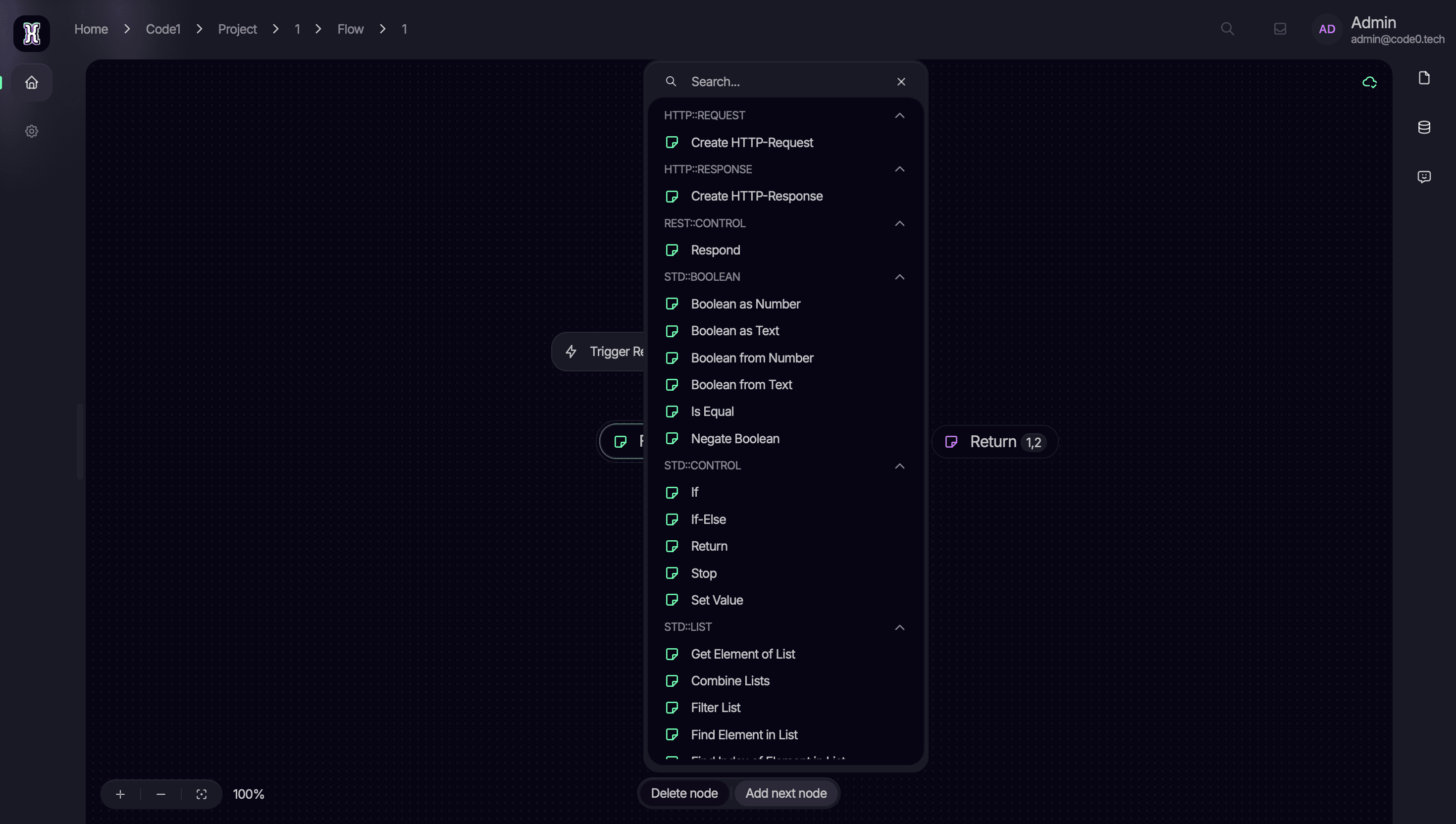 Flow builder suggestion menu CodeZero