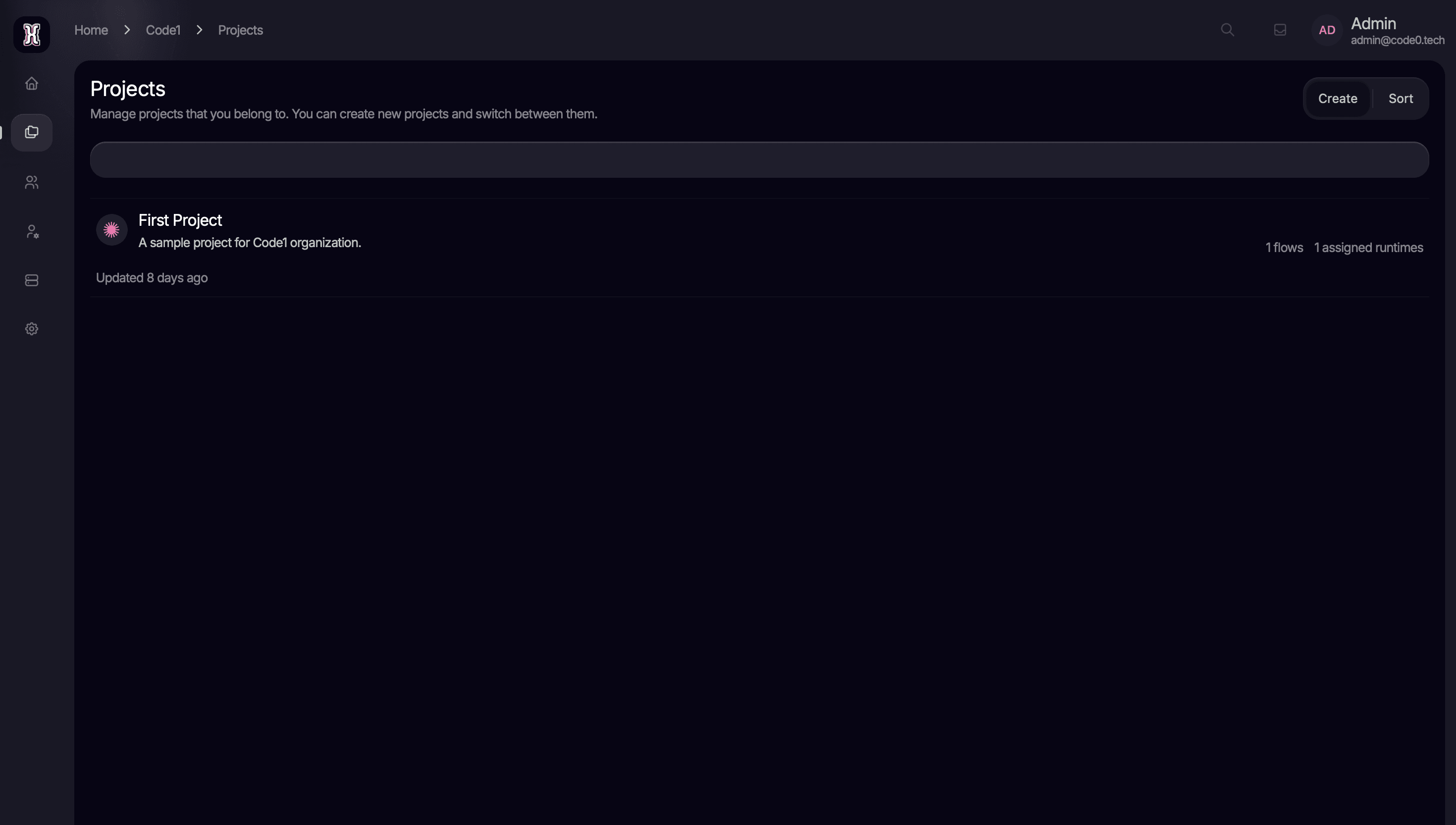 Project overview page CodeZero