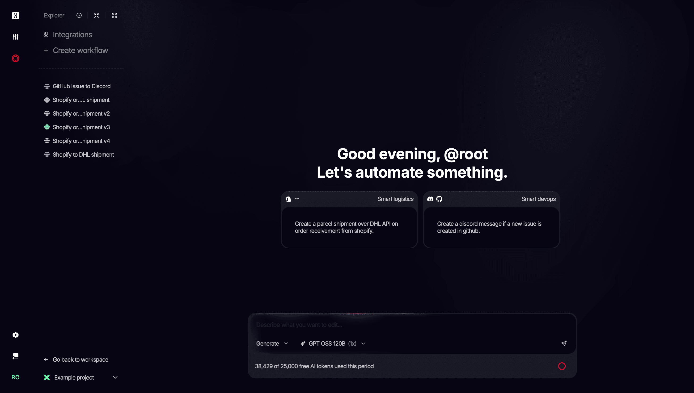 Use AI to create workflow