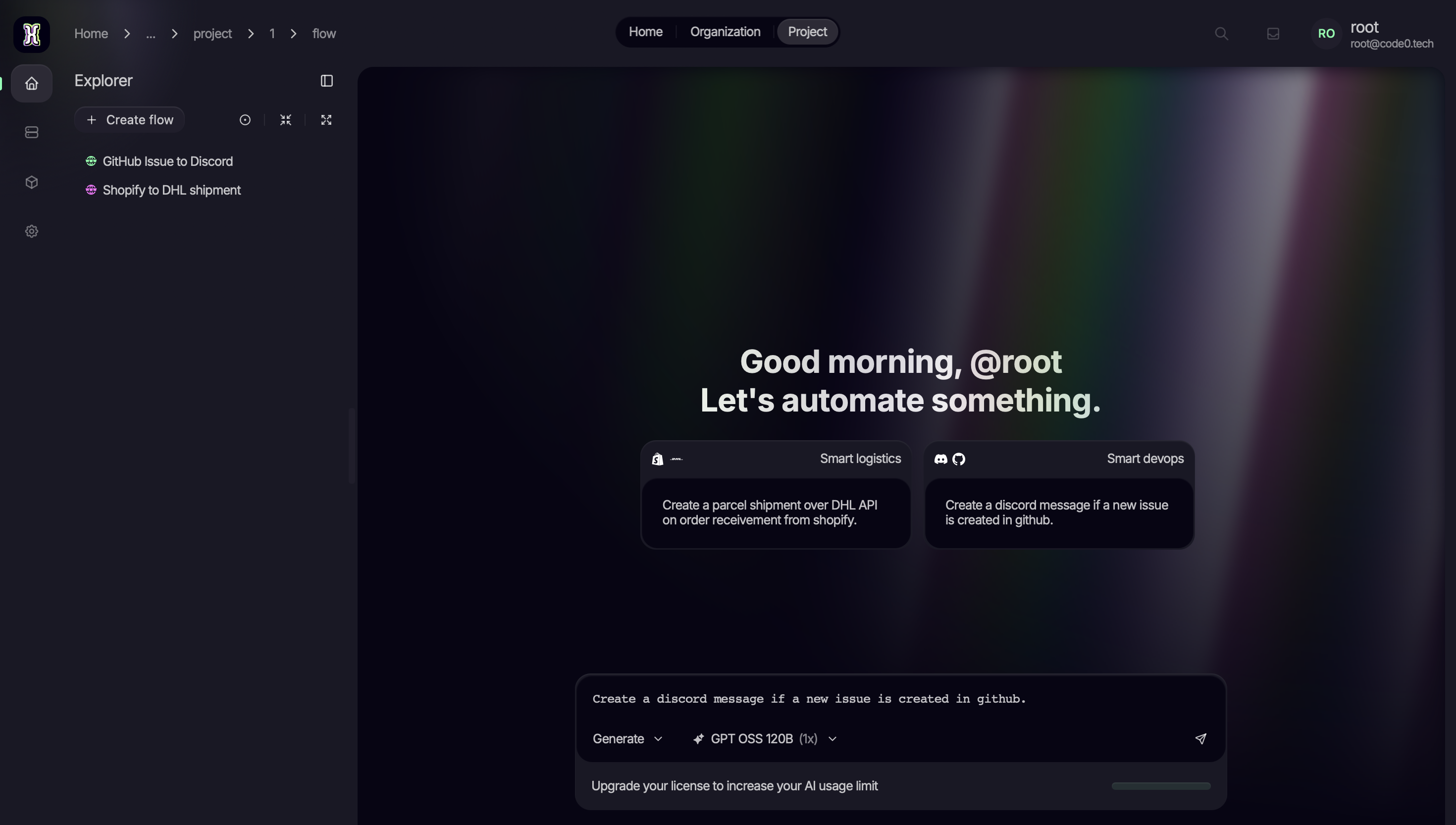 Use AI to create workflow