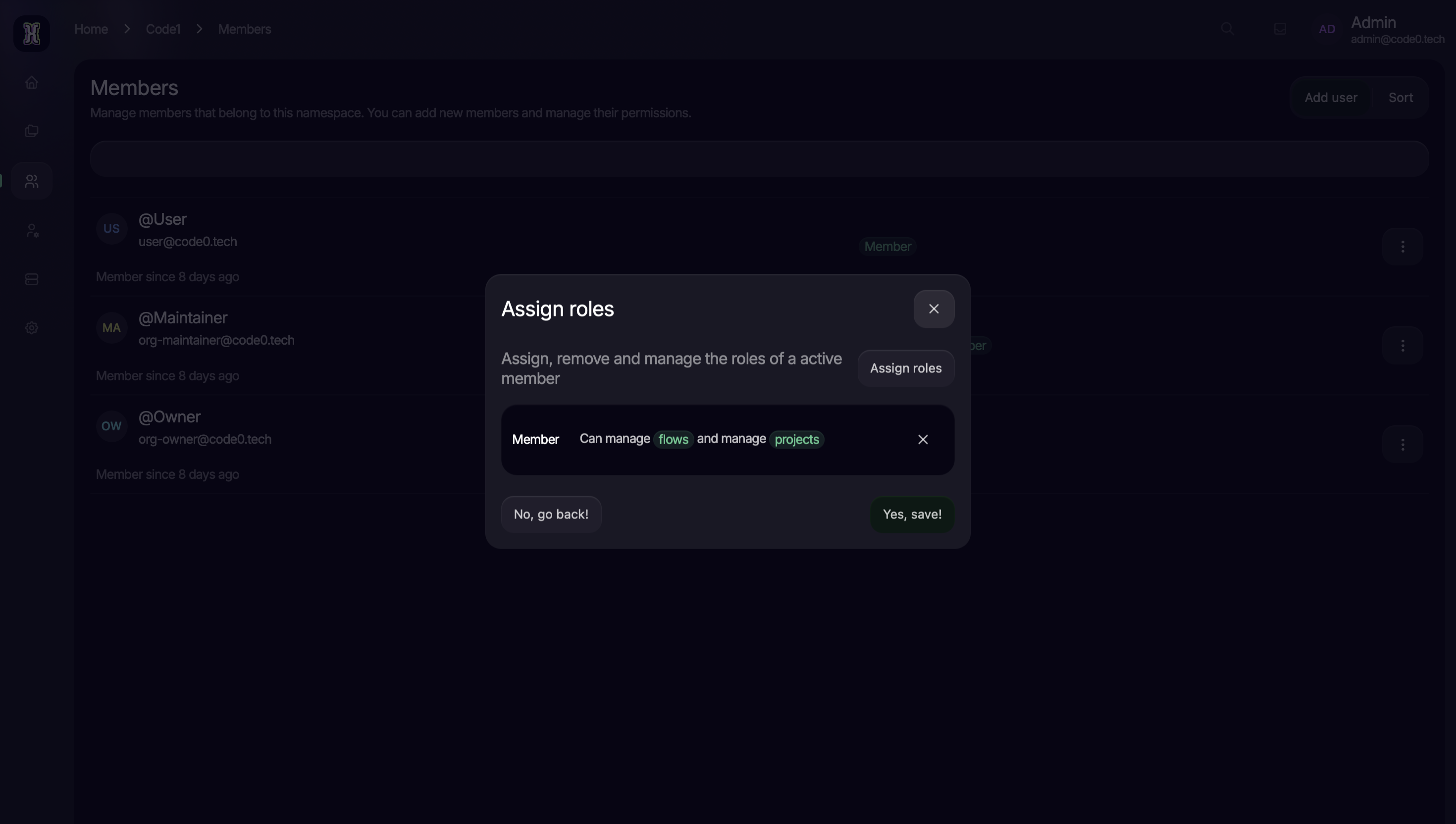 Member assign roles feature CodeZero