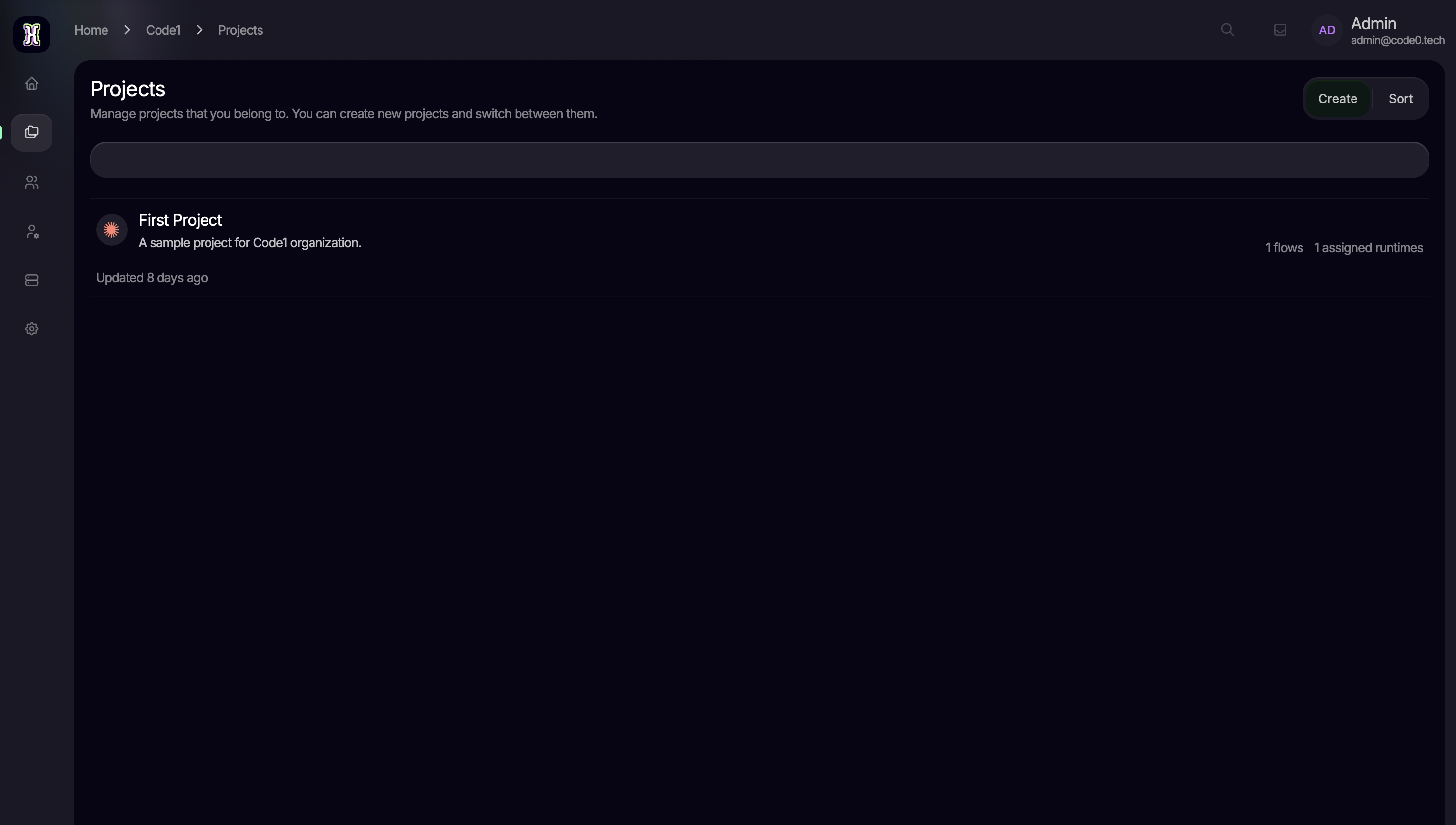 Project overview page CodeZero