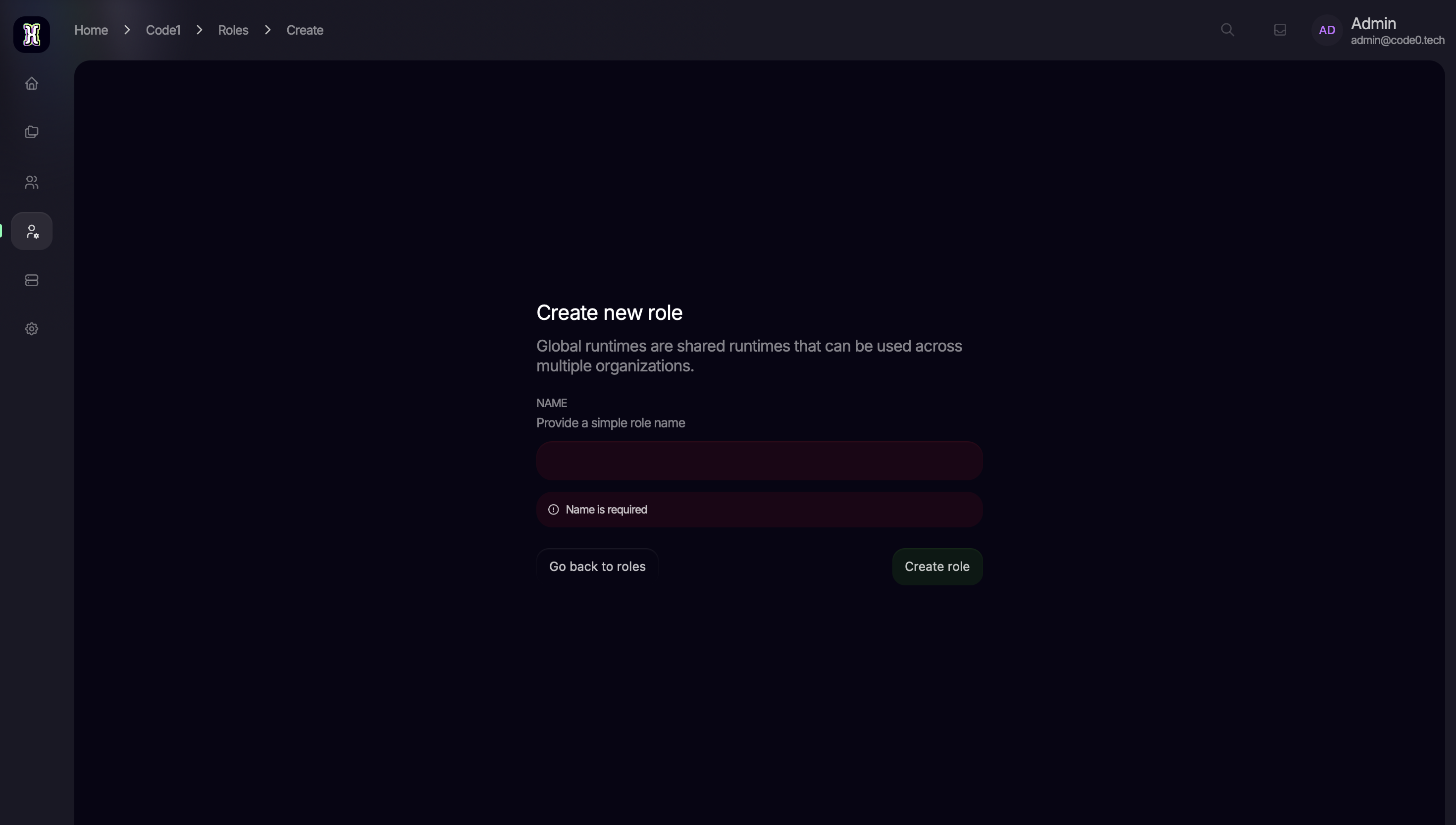 Role add page CodeZero